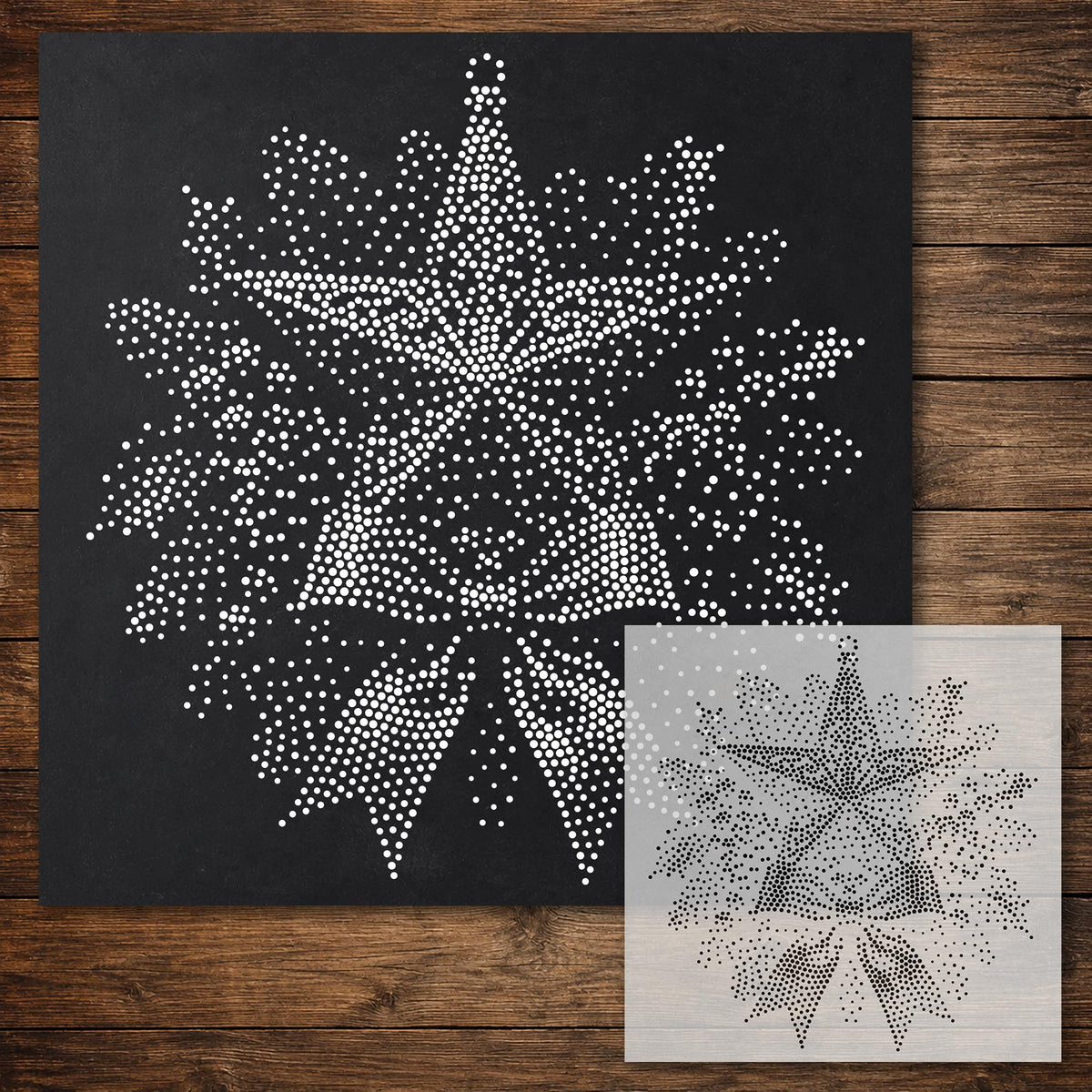 Christmas Star Wreath reusable Mylar stencil