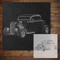 Hot Rod Car reusable Mylar stencil