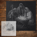 Shepherd with Holy Family reusable Mylar stencil