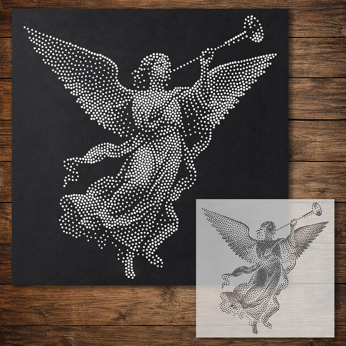Angel with Trumpet reusable Mylar stencil