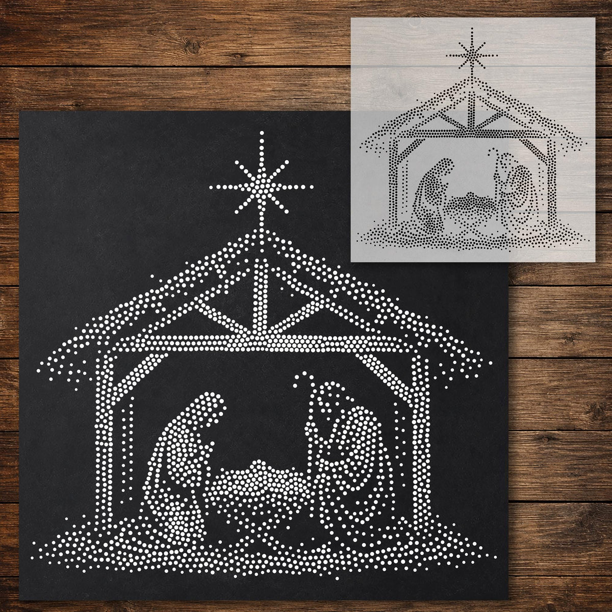 Nativity under Star reusable Mylar stencil
