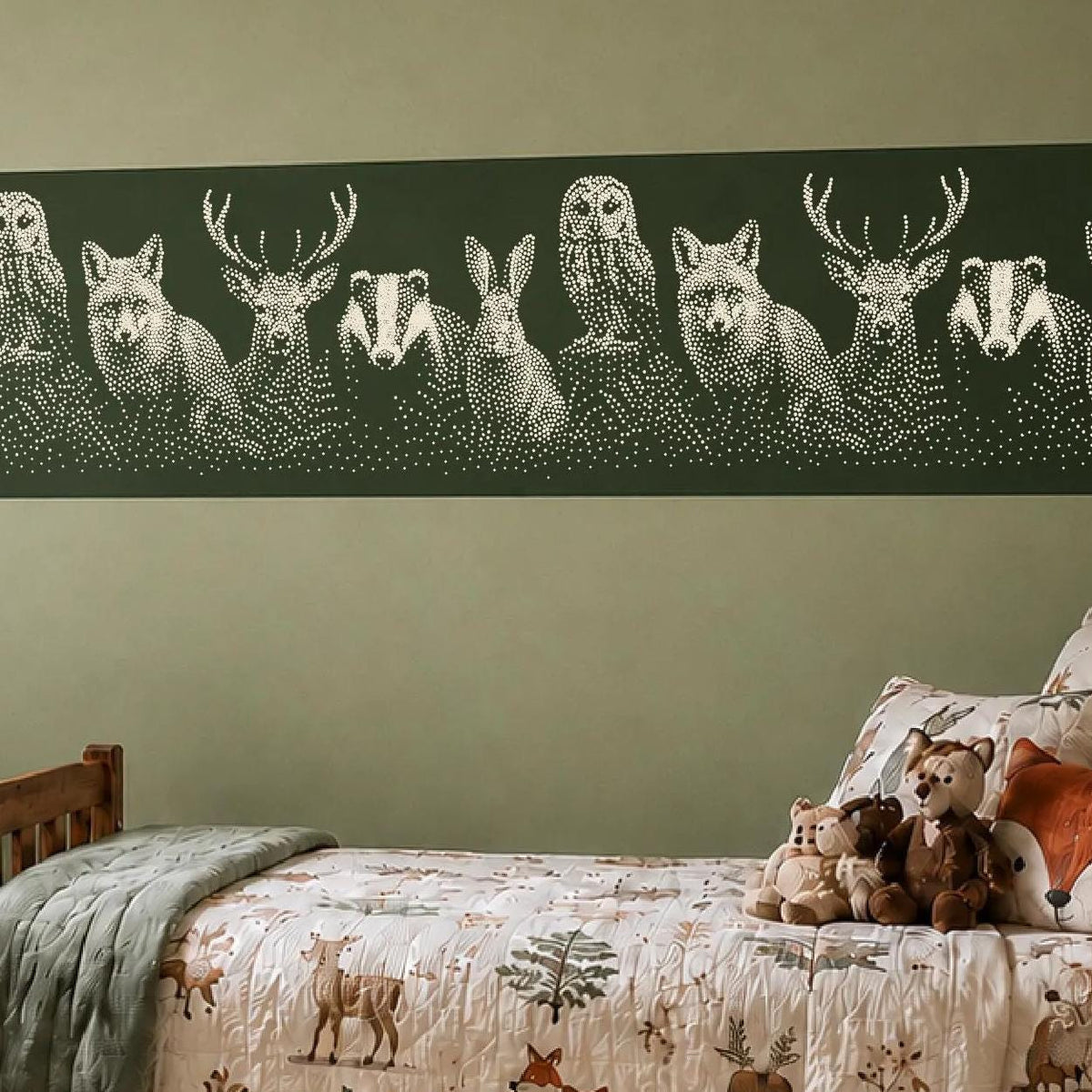 Repeating Woodland Creatures Wall reusable Mylar stencil