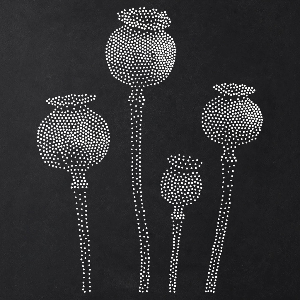 Poppy Seed Pods reusable Mylar stencil