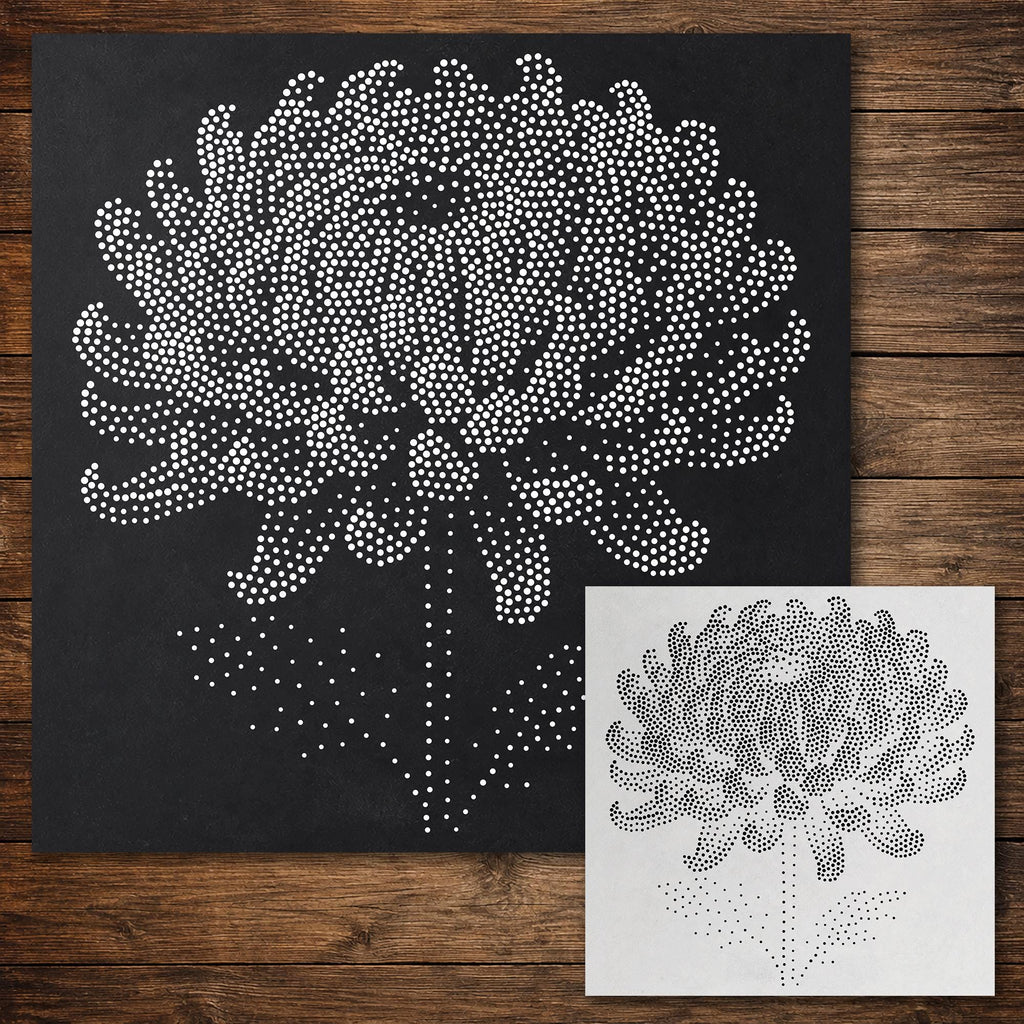 Chrysanthemum Flower reusable Mylar stencil