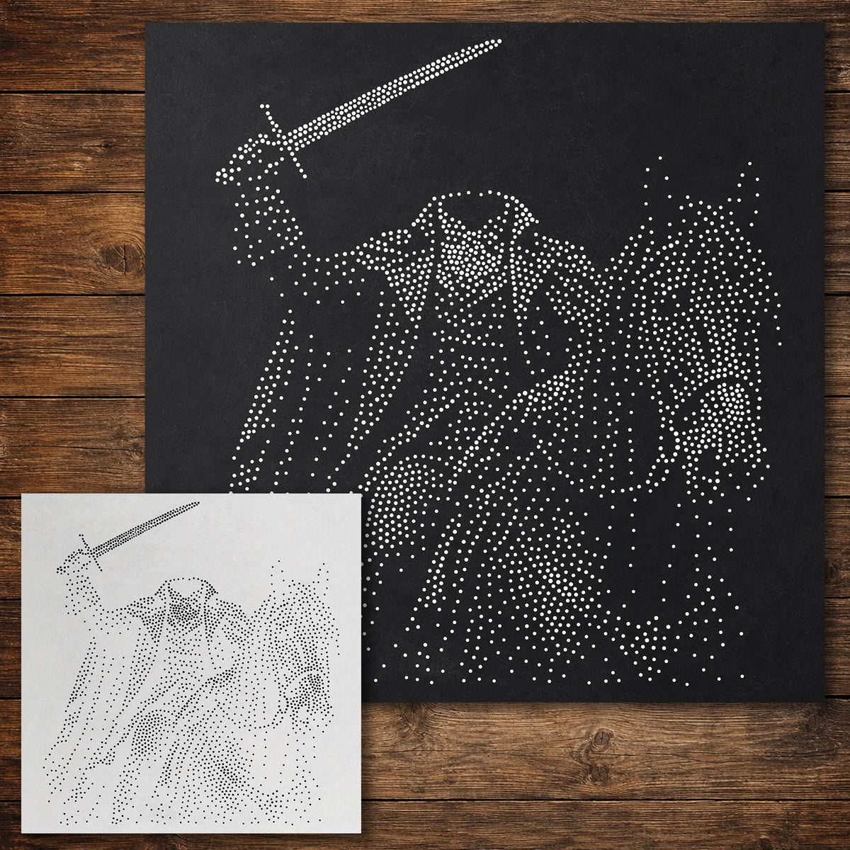 Headless Horseman Halloween reusable Mylar stencil