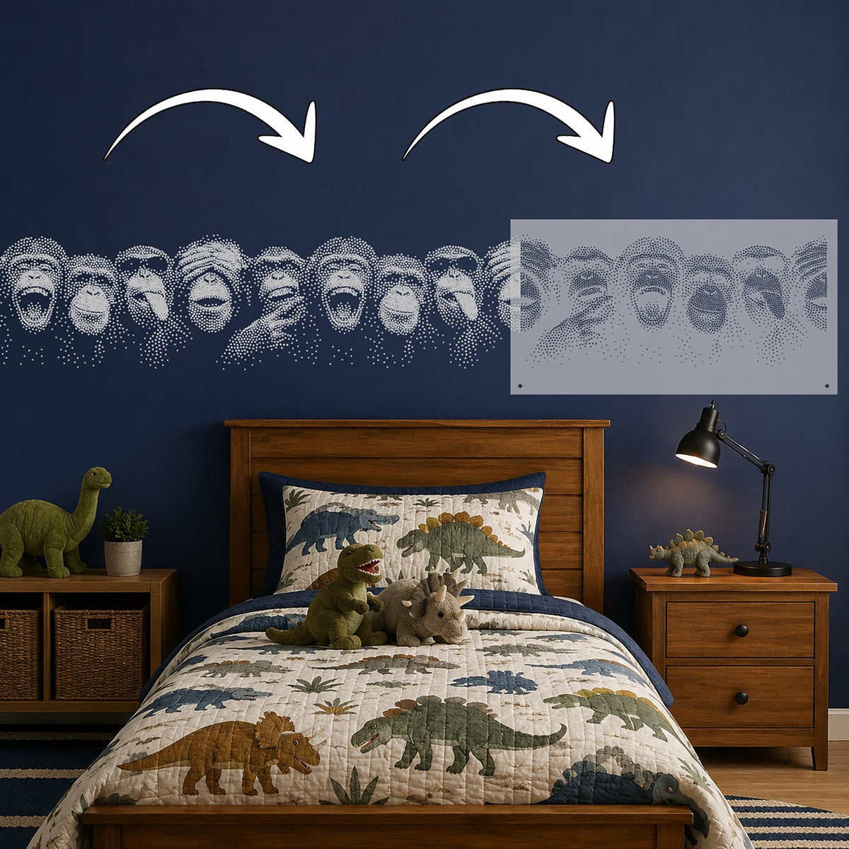 Repeating Chimpanzee Wall reusable Mylar stencil