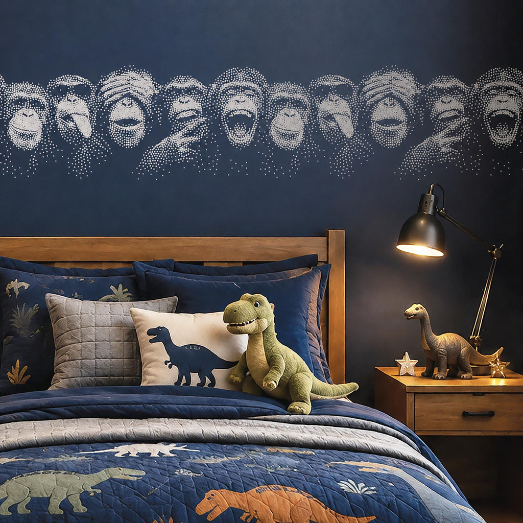 Repeating Chimpanzee Wall reusable Mylar stencil