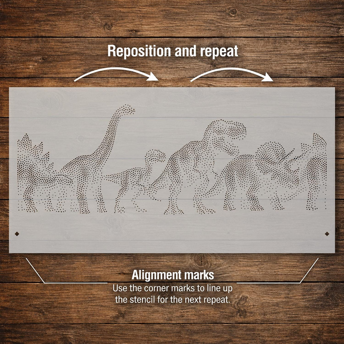 Repeating Dinosaur Wall reusable Mylar stencil