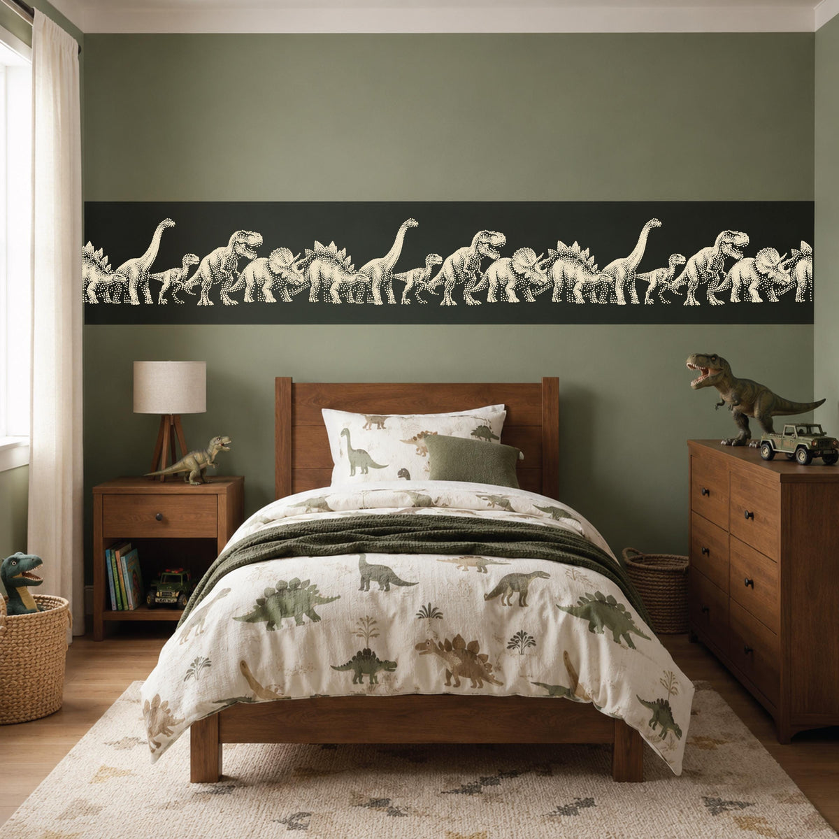 Repeating Dinosaur Wall reusable Mylar stencil