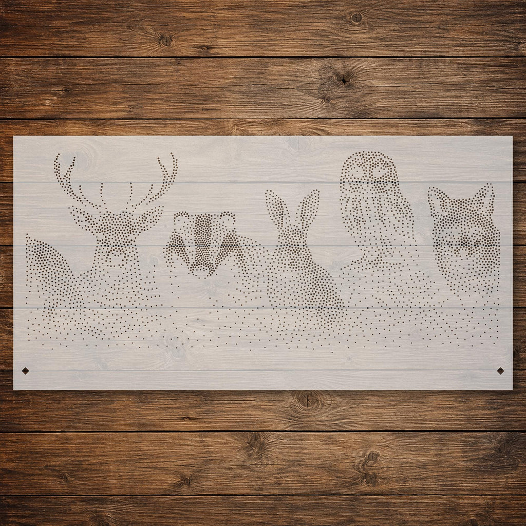 Repeating Woodland Creatures Wall reusable Mylar stencil