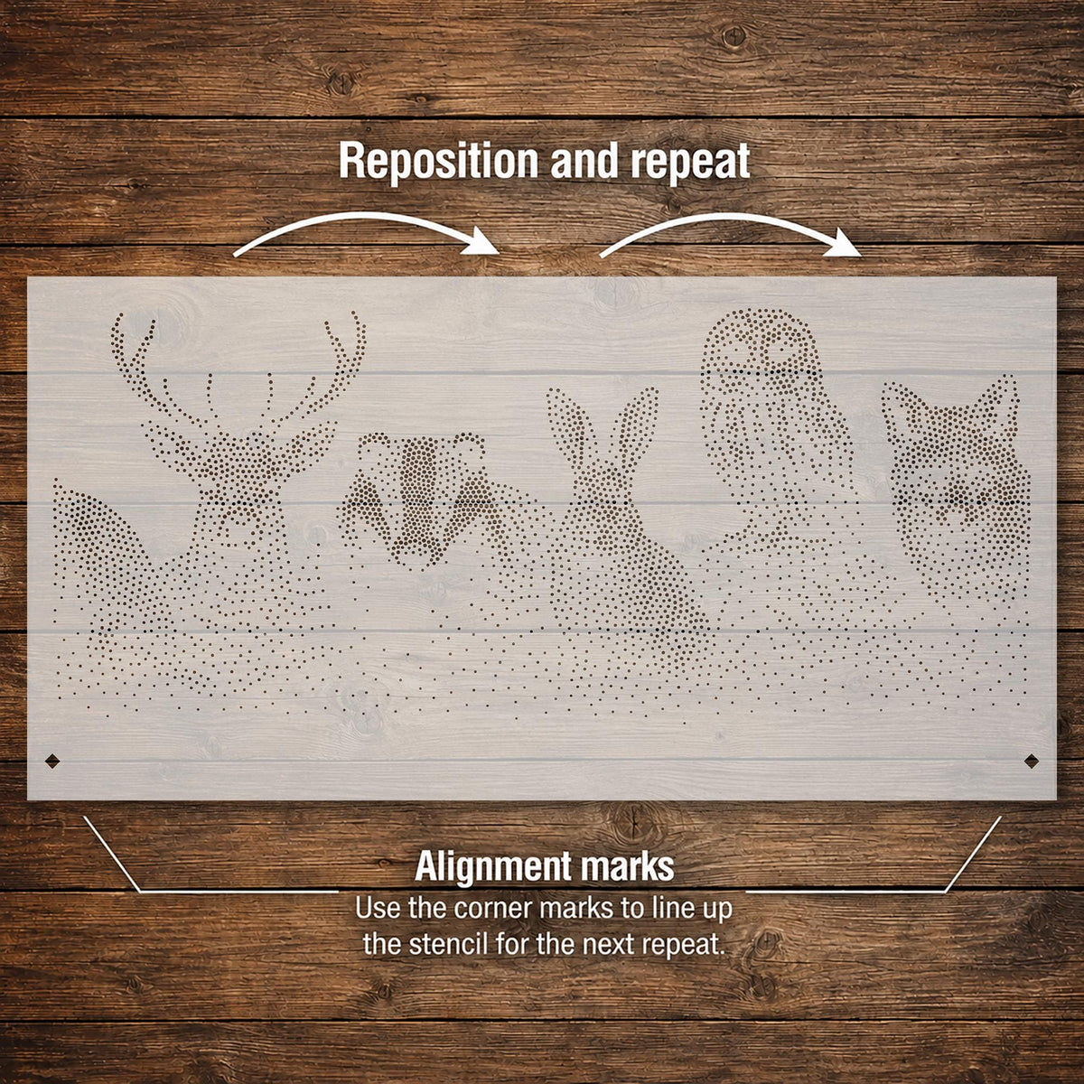 Repeating Woodland Creatures Wall reusable Mylar stencil
