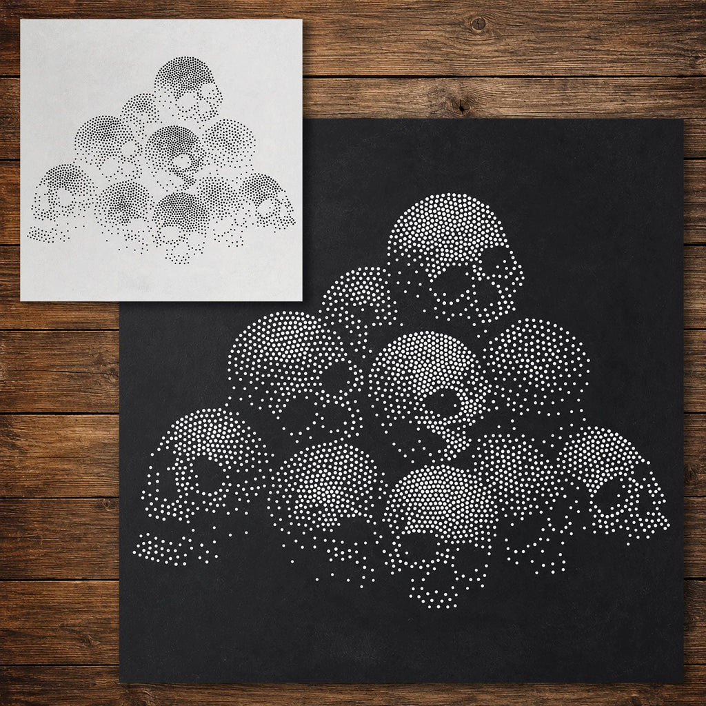 Pile of Human Skulls reusable Mylar stencil