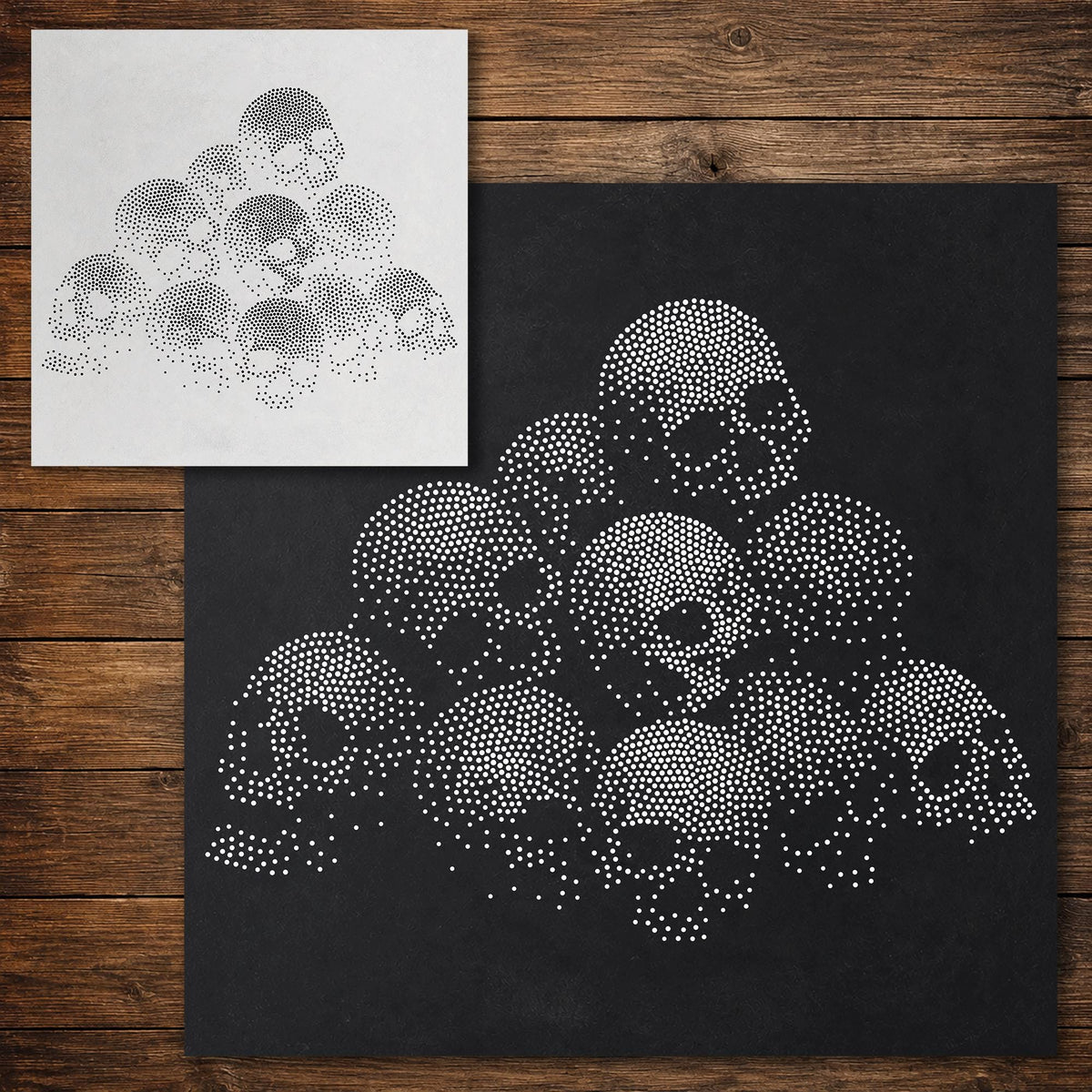 Pile of Human Skulls reusable Mylar stencil