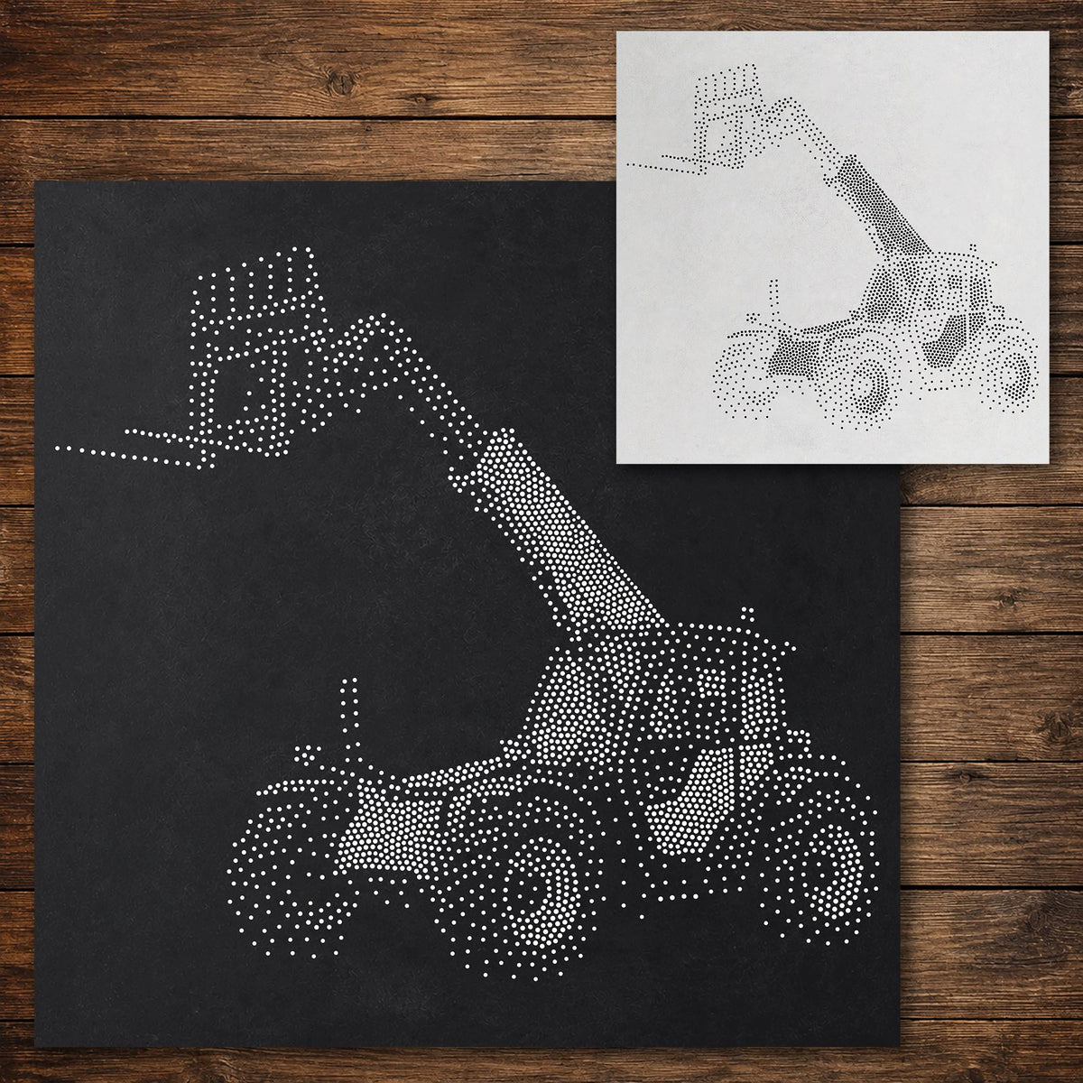 Telehandler reusable Mylar stencil