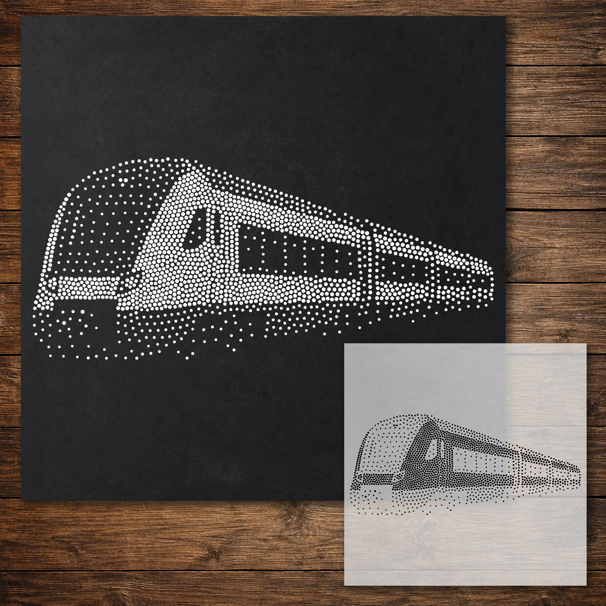 Passenger Train reusable Mylar stencil