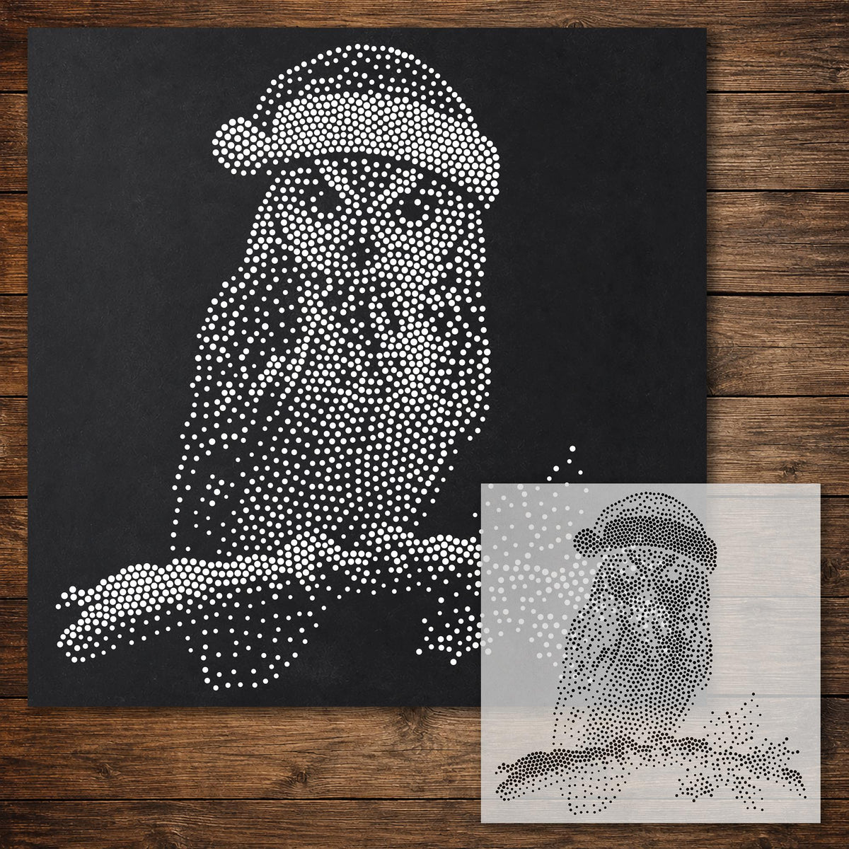 Christmas Owl reusable Mylar stencil