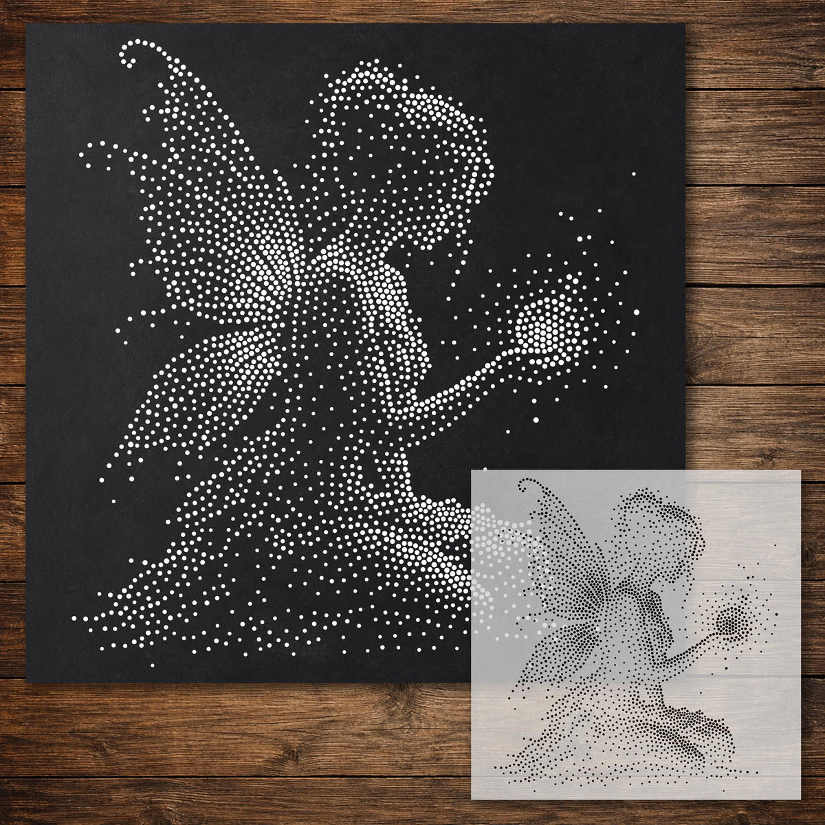 Fairy Holding Orb reusable Mylar stencil