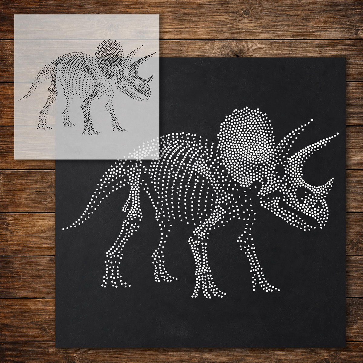 Triceratops Skeleton Dinosaur reusable Mylar stencil