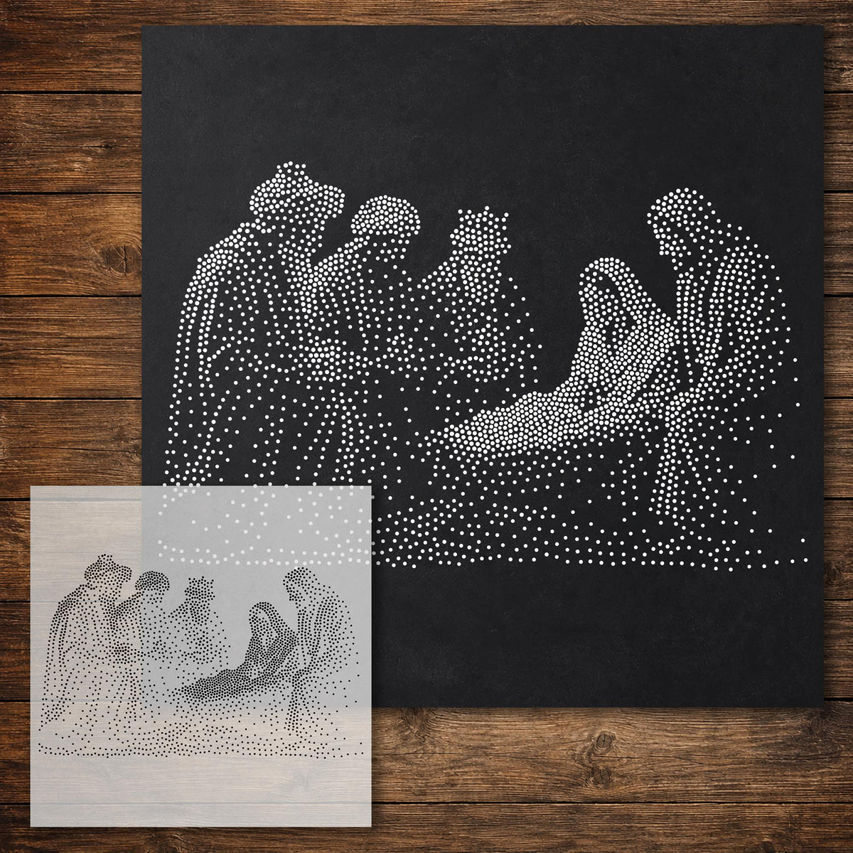 Three Wise Men with Jesus reusable Mylar stencil
