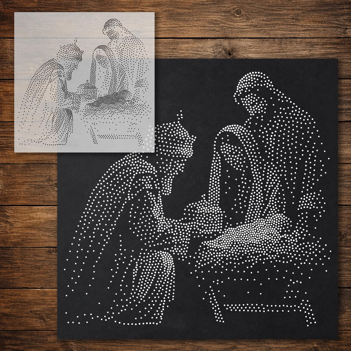 Wise Men Gifts with Jesus reusable Mylar stencil
