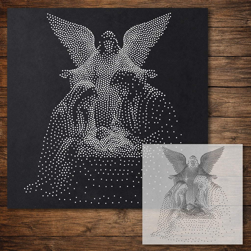 Angel with Holy Family reusable Mylar stencil