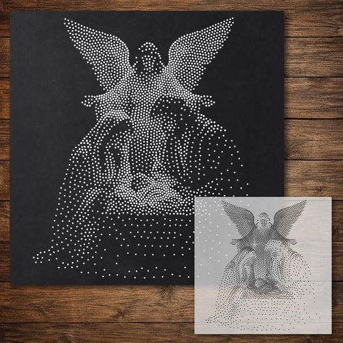 Angel with Holy Family reusable Mylar stencil