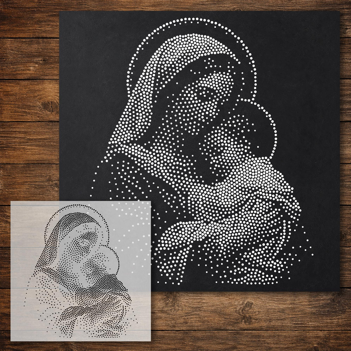 Madonna and Child reusable Mylar stencil