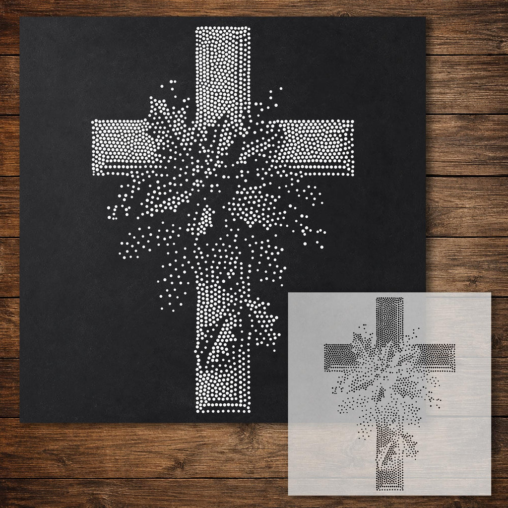 Christmas Cross with Holly reusable Mylar stencil