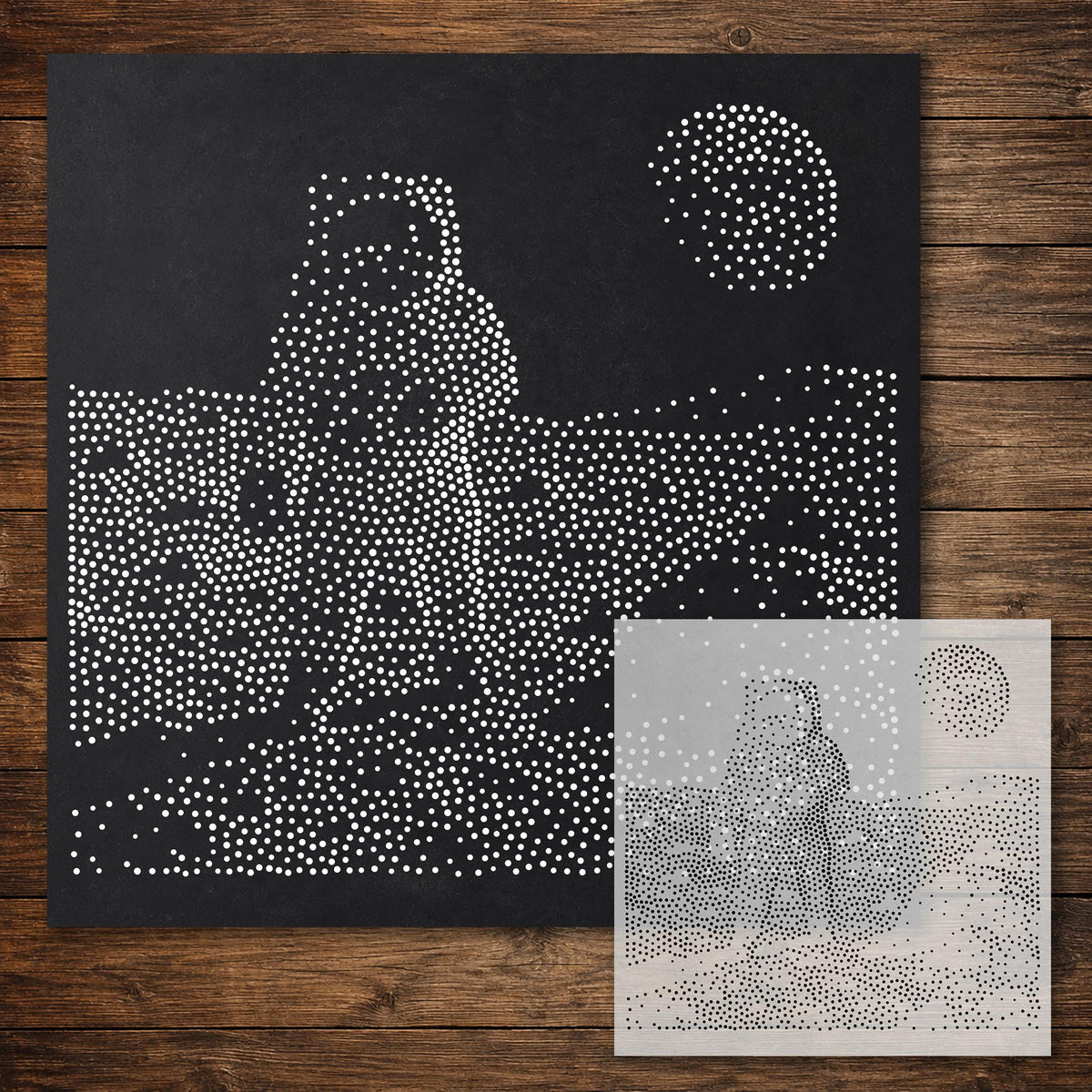 Man on Moon reusable Mylar stencil