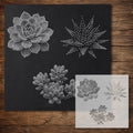 Succulents reusable Mylar stencil
