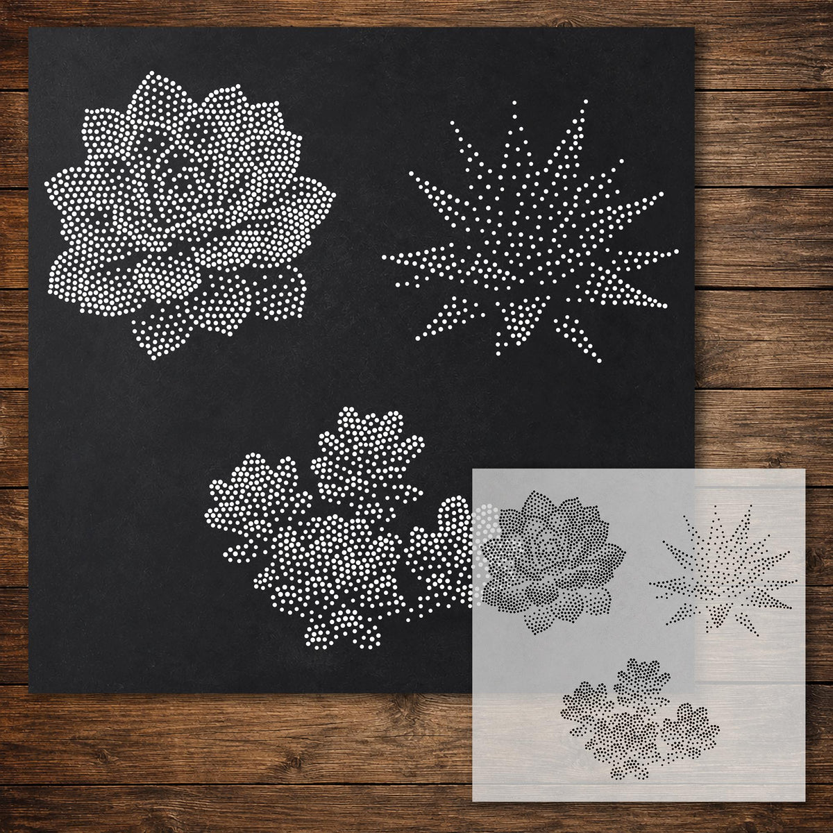 Succulents reusable Mylar stencil