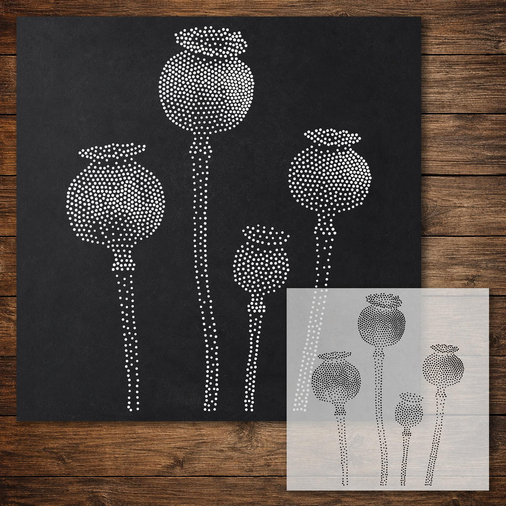 Poppy Seed Pods reusable Mylar stencil