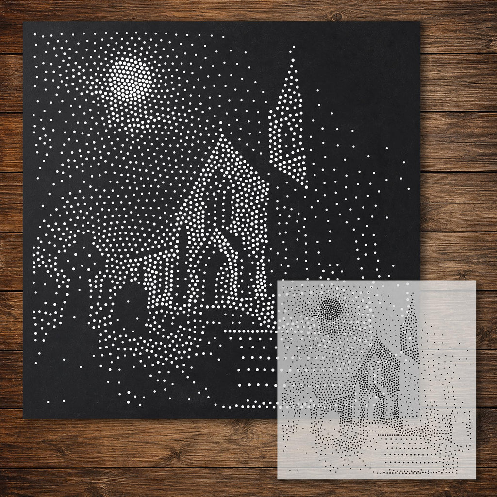 Moonlit Churchyard reusable Mylar stencil