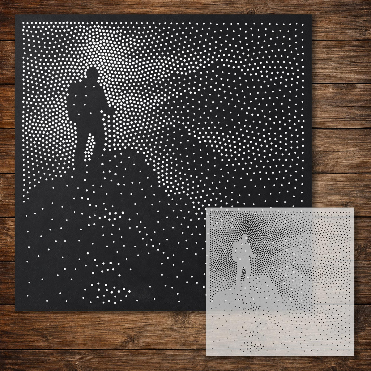 Hiker on Peak reusable Mylar stencil