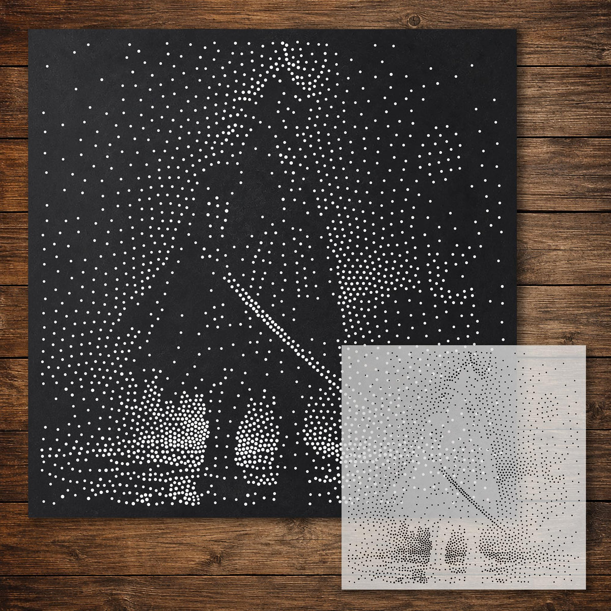 Samurai in Rain reusable Mylar stencil