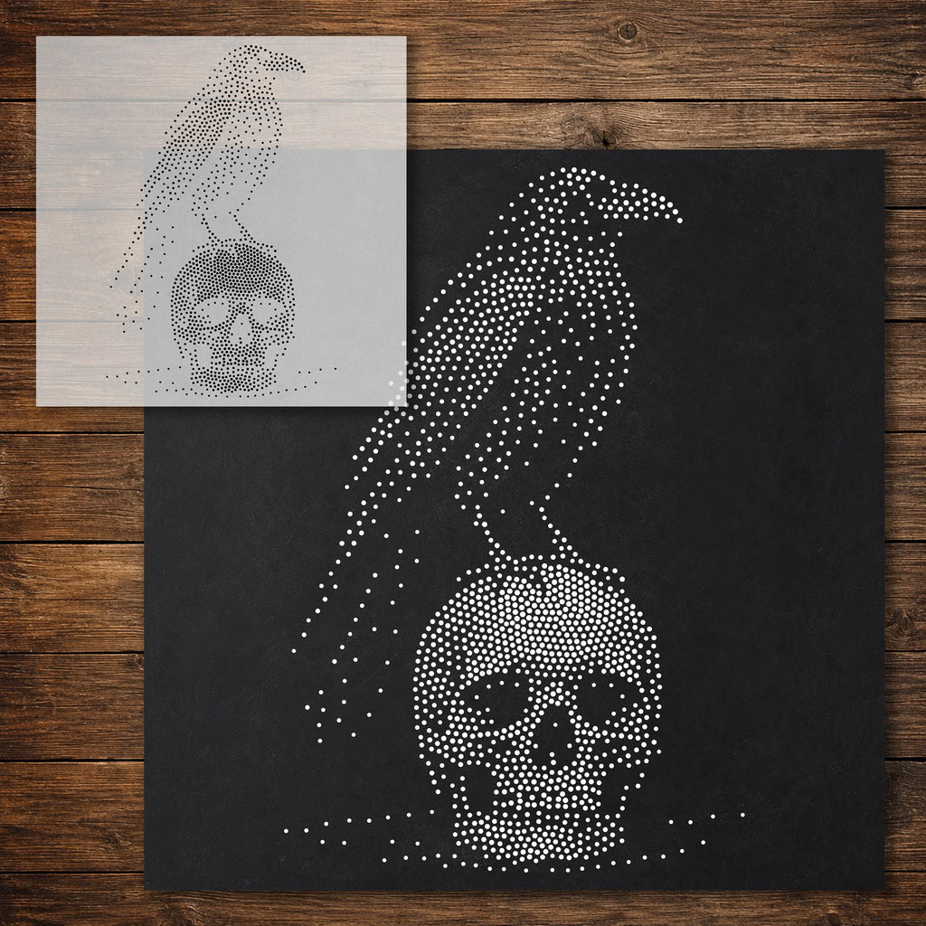 Raven on Skull reusable Mylar stencil