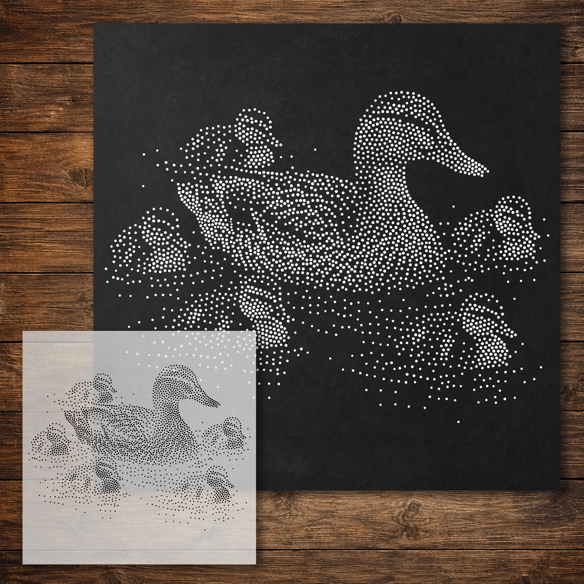 Mallard with Ducklings reusable Mylar stencil