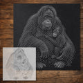 Orangutan with Baby reusable Mylar stencil