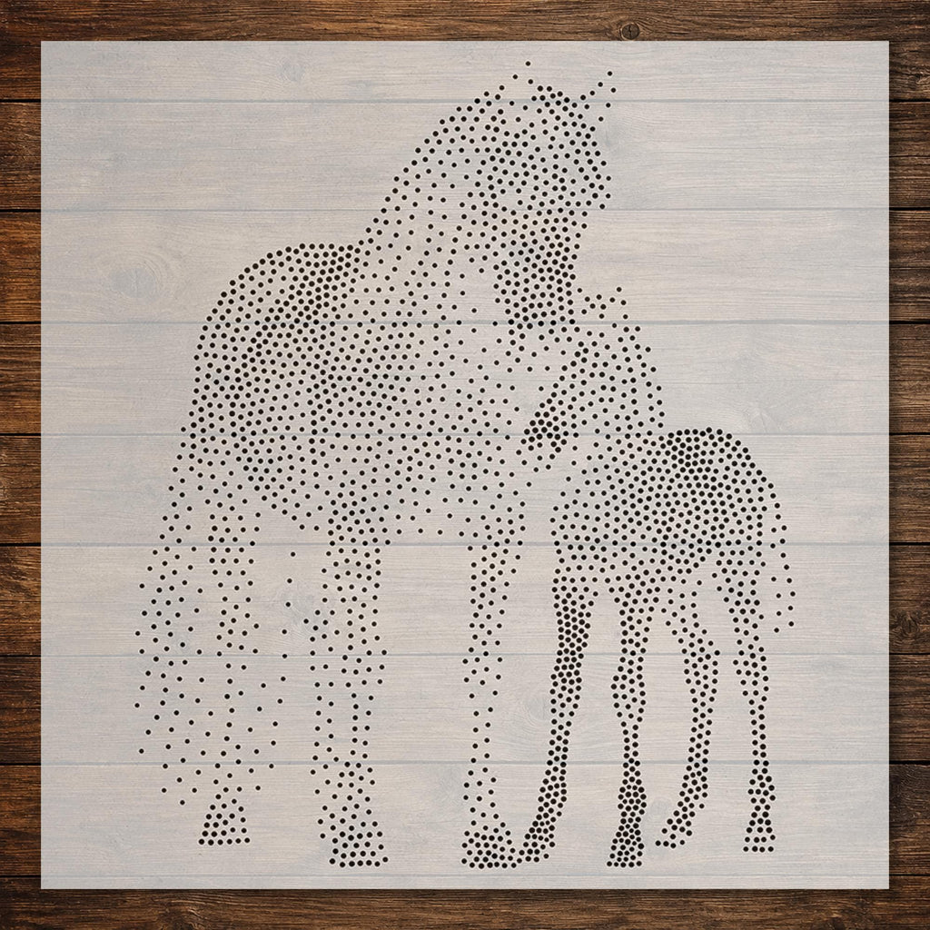 Horse with Foal reusable Mylar stencil