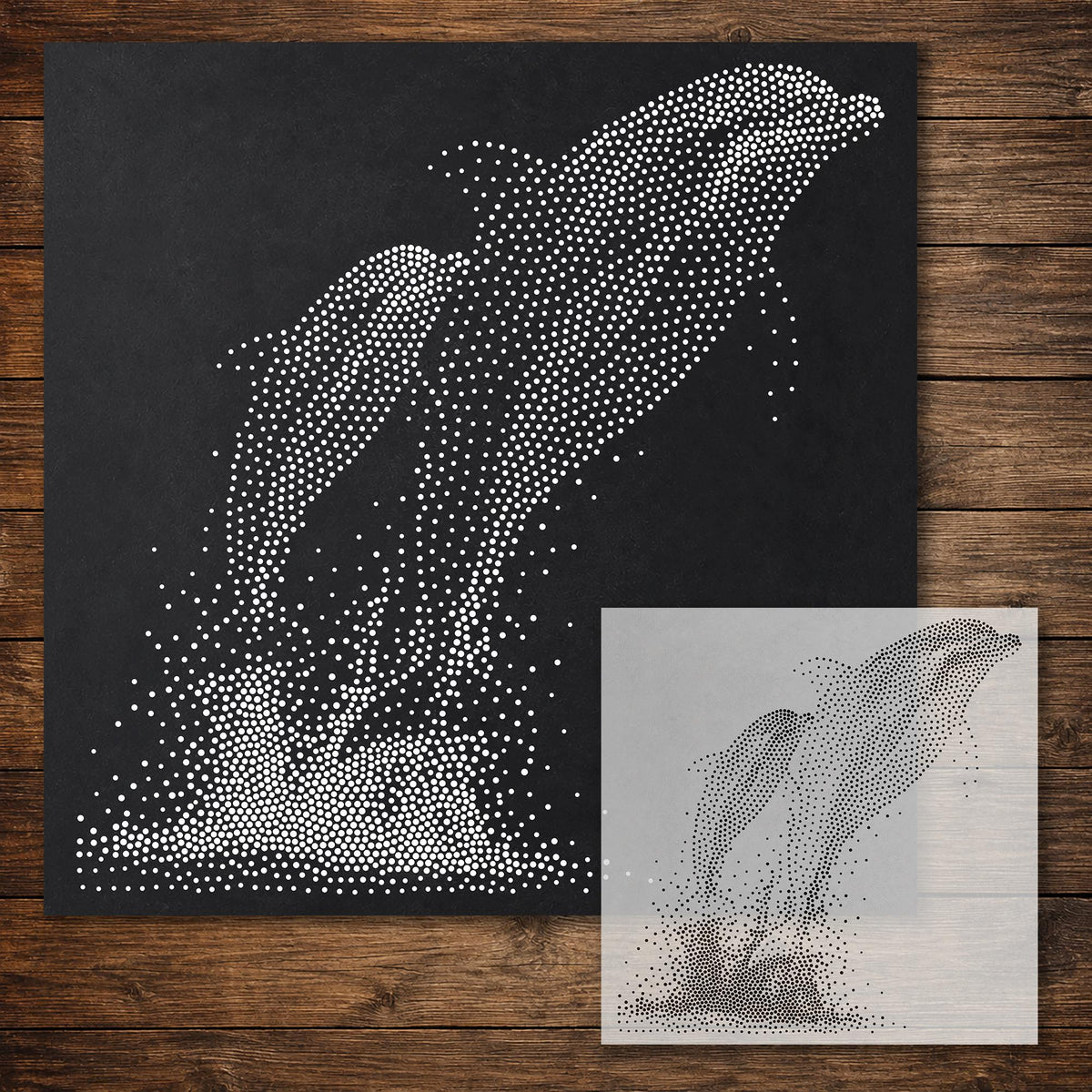 Dolphin with Calf reusable Mylar stencil