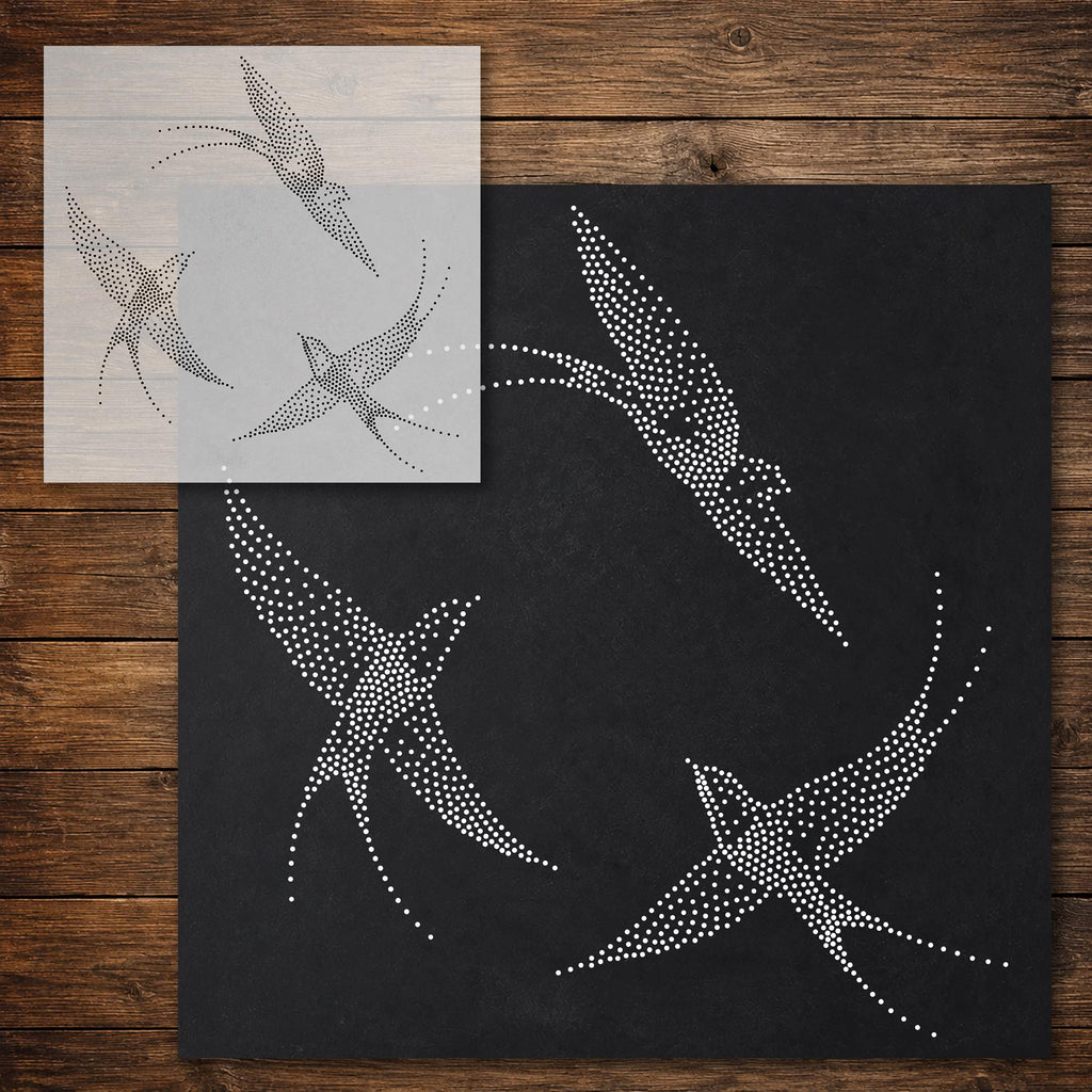 Swallows Diving reusable Mylar stencil