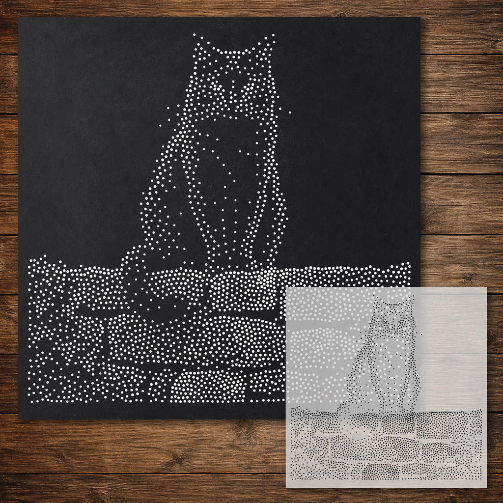 Black Cat on Wall reusable Mylar stencil