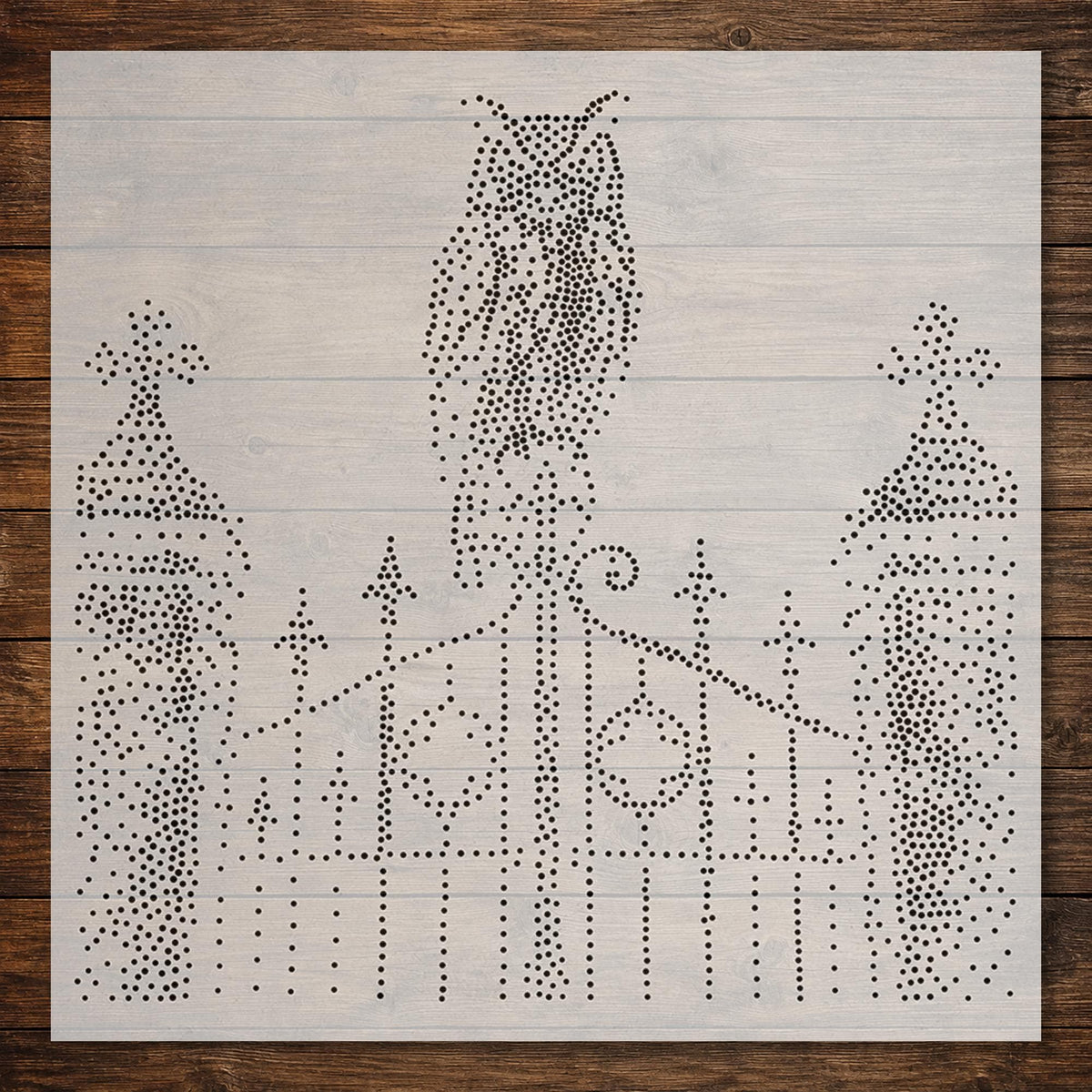 Owl on Gate reusable Mylar stencil