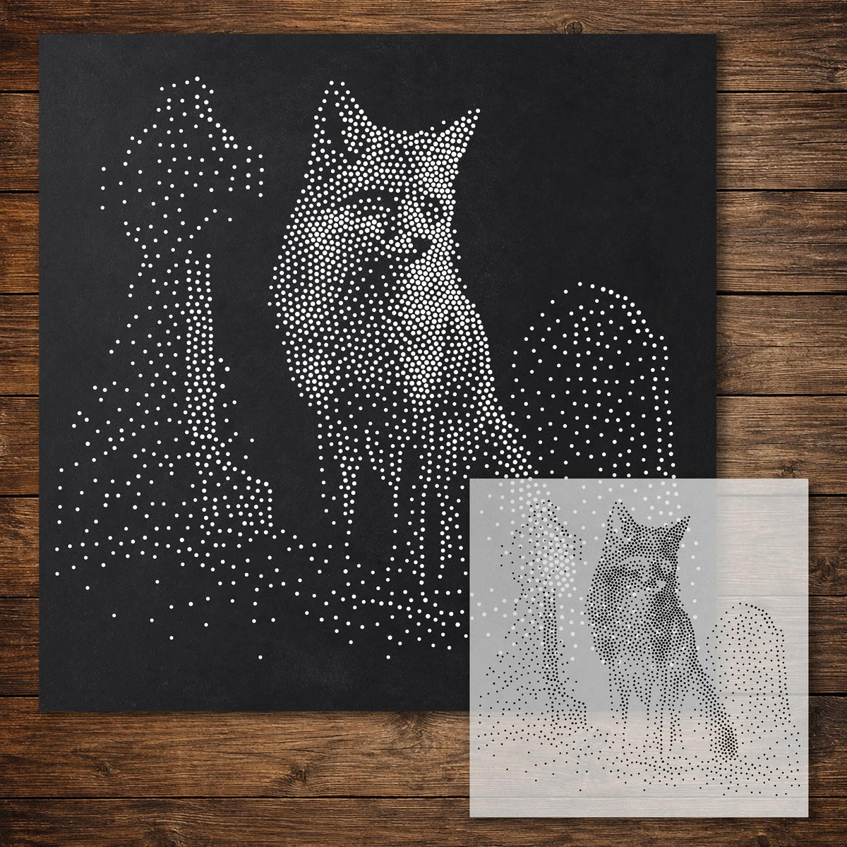 Fox in Graveyard reusable Mylar stencil