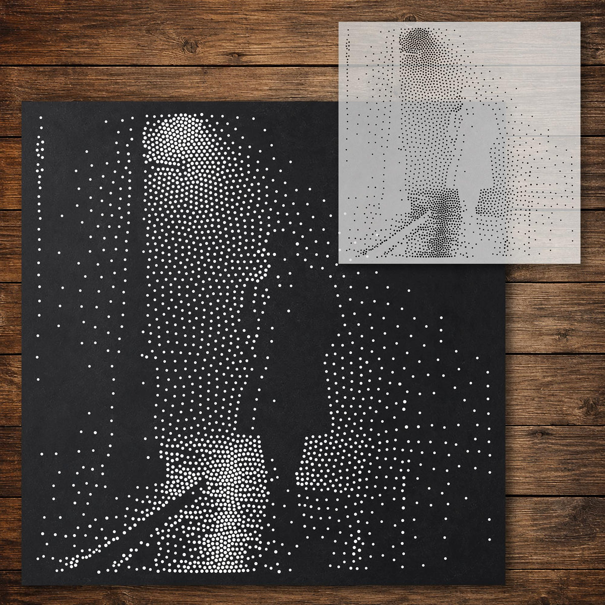 Noir Detective under Streetlamp reusable Mylar stencil