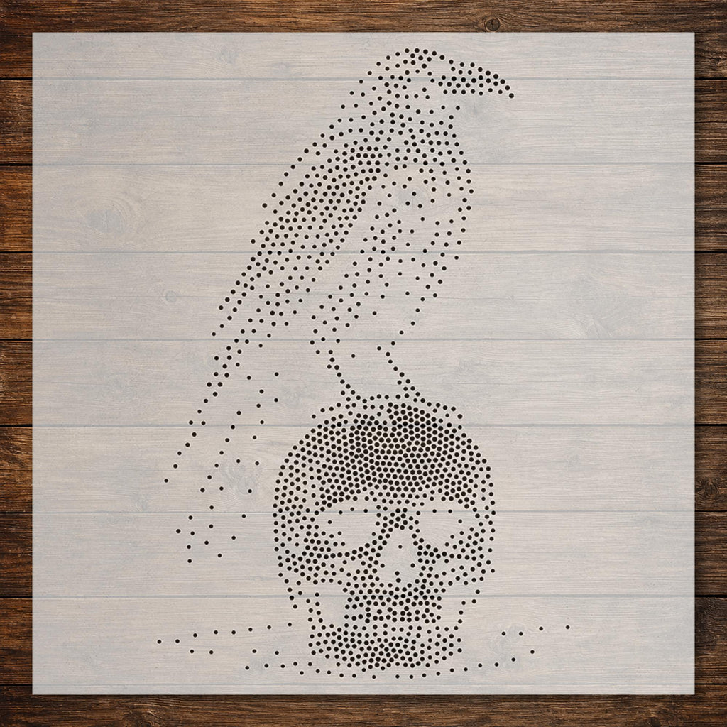 Raven on Skull reusable Mylar stencil
