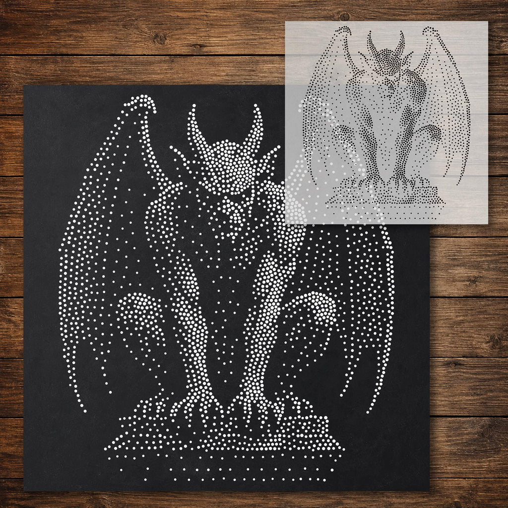 Gargoyle on Pedestal reusable Mylar stencil