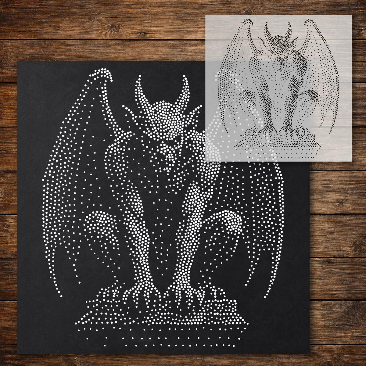 Gargoyle on Pedestal reusable Mylar stencil