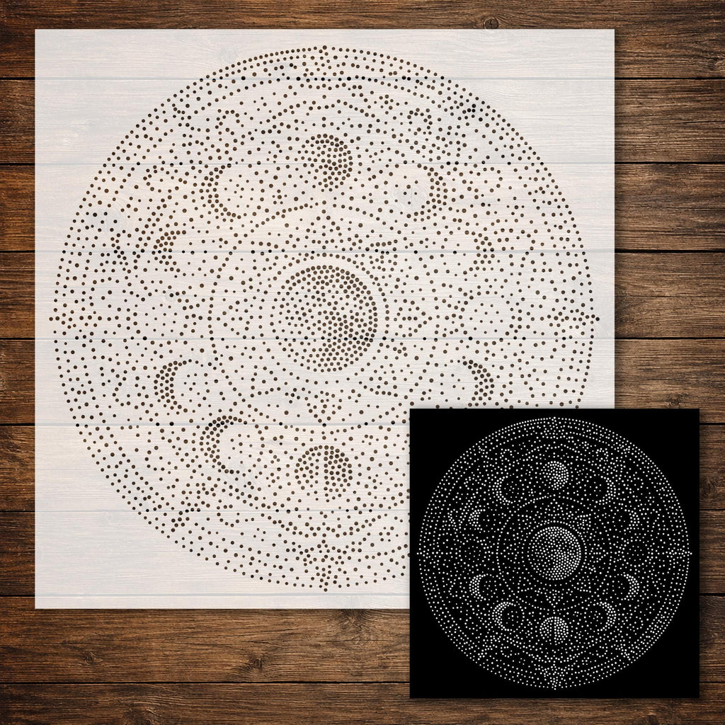 Moon Phases Mandala reusable Mylar stencil