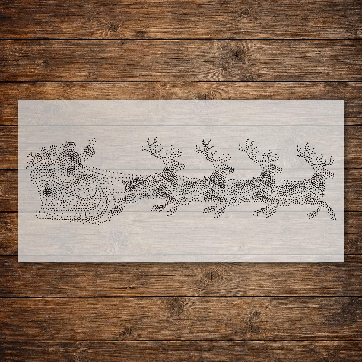 Santa on Sleigh Window Snow Spray reusable Mylar stencil